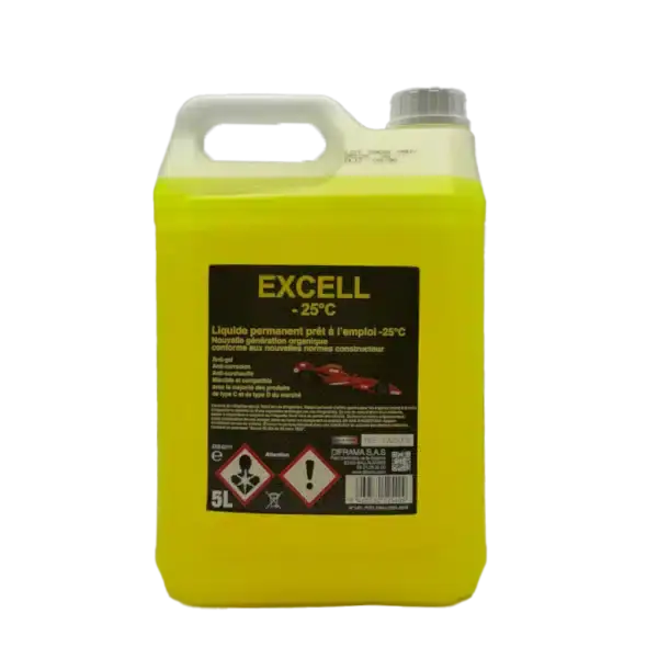 Liquide de refroidissement EXCELL -25°C jaune fluo